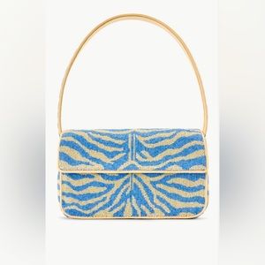 Staud beaded bag - blue and white zebra!